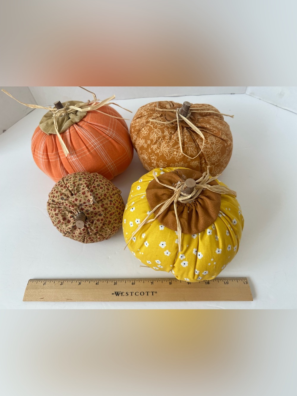 Four handmade pumpkins in my smoke free sewing/craft room. - Picture 2 of 4